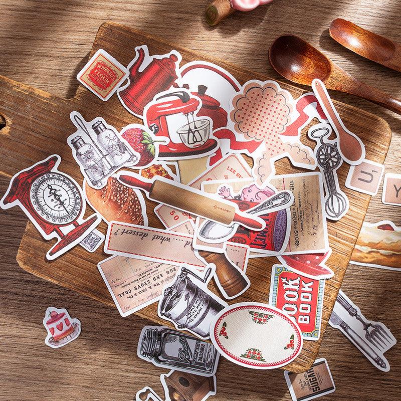 35pcs Retro Healing Red Sticker DIY Computer Washi Scrapbooking Stickers