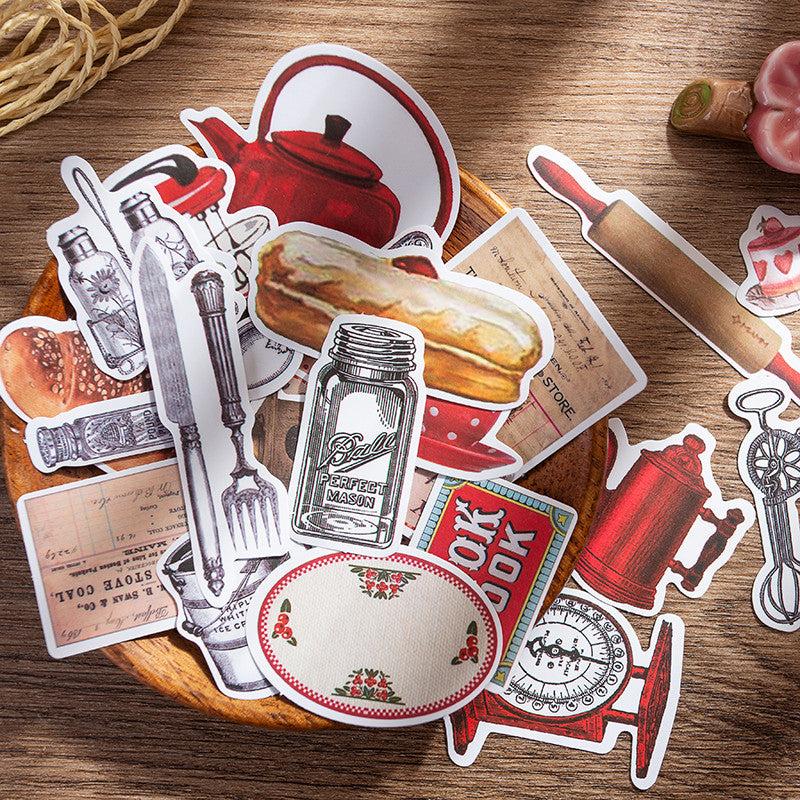 35pcs Retro Healing Red Sticker DIY Computer Washi Scrapbooking Stickers