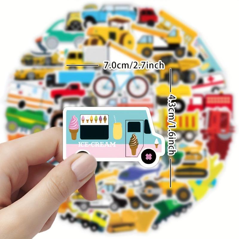 50pcs Yellow Car Stickers Waterproof Stickers For Laptop Scrapbook Water Bottle