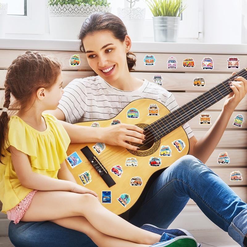 50pcs Cartoon Flower Car Bus Stickers for Kids Education