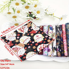 30pcs Flower Series Cotton Printed Fabric for DIY Patch Sewing