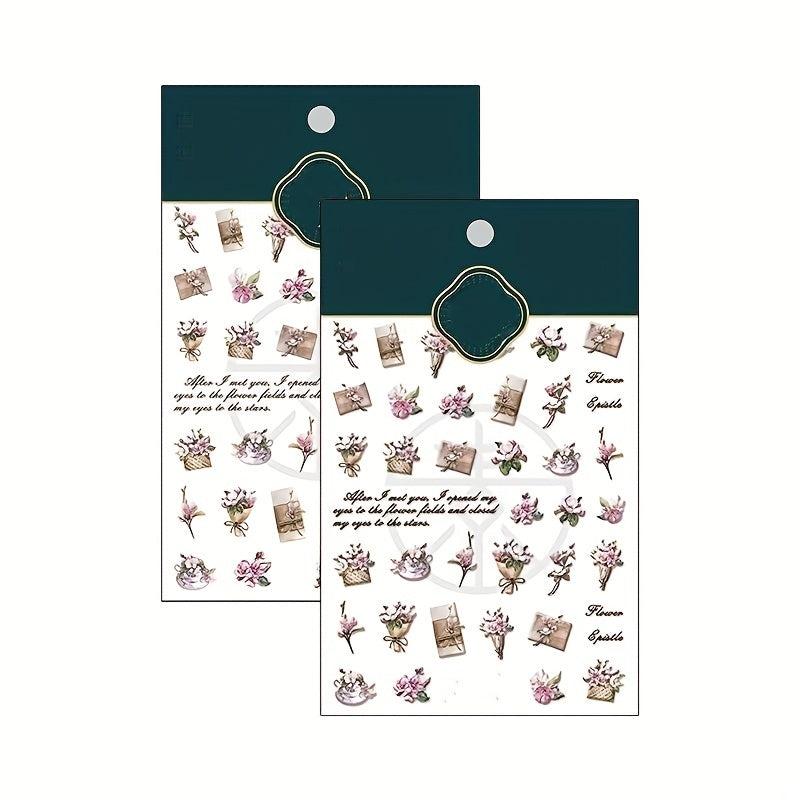 5D Embossed Flower Nail Art Sticker Decals - 1 Sheet