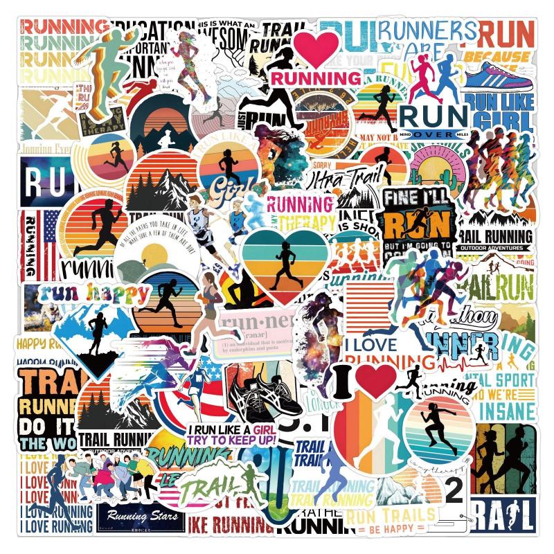100pcs Running Stickers Run Pack Sport Vinyl Waterproof Stickers Adults