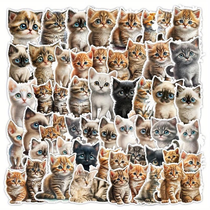 50pcs Big Eyed Cat Stickers for Books Laptops Water Cups Mobile Cases