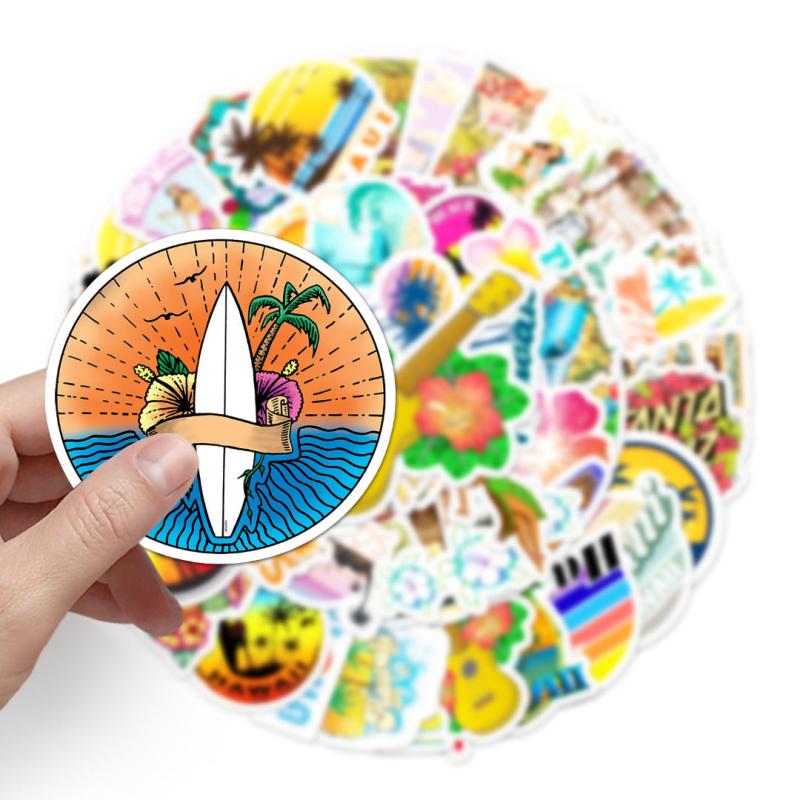 50pcs Hawaii Vacation Surfing Series Waterproof Graffiti Stickers