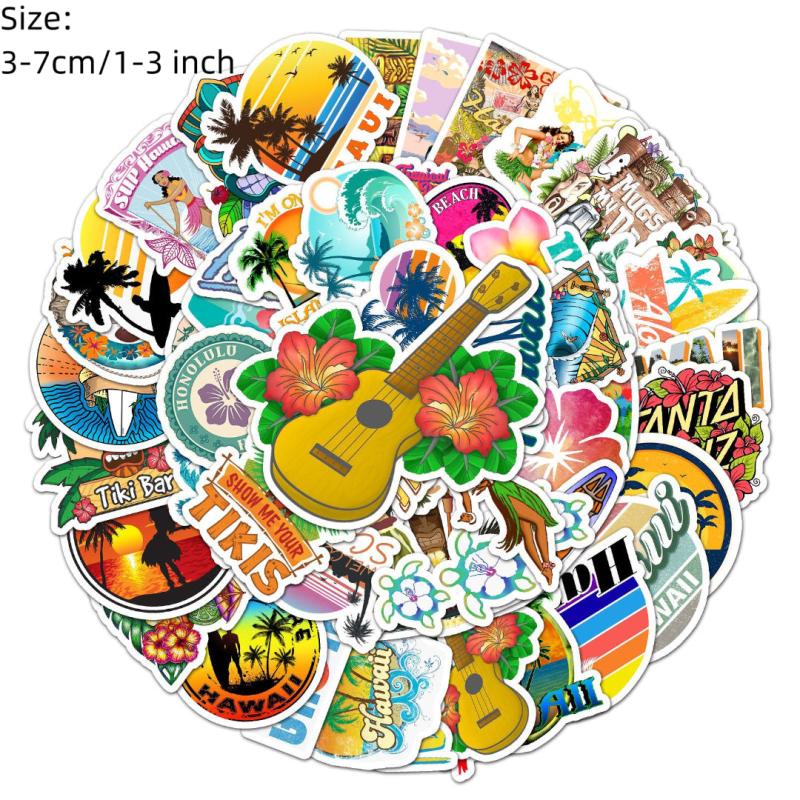 50pcs Hawaii Vacation Surfing Series Waterproof Graffiti Stickers