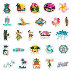 50pcs Hawaii Vacation Surfing Series Waterproof Graffiti Stickers