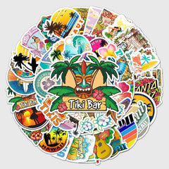 50pcs Hawaii Vacation Surfing Series Waterproof Graffiti Stickers