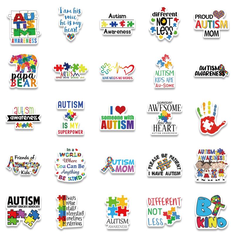 50pcs Cartoon Care Awareness Stickers Waterproof DIY Decoration