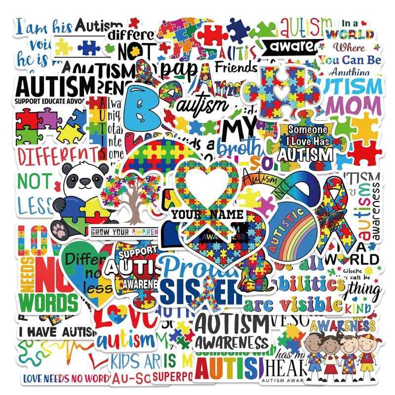 50pcs Cartoon Care Awareness Stickers Waterproof DIY Decoration