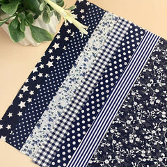 7pcs 24 89 24 Navy Cotton Quilted Fabric Bundles For Handcraft DIY