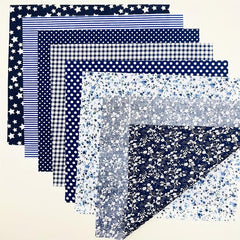 7pcs 24 89 24 Navy Cotton Quilted Fabric Bundles For Handcraft DIY