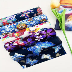 5pcs Butterfly Japanese Bronzing Cotton Fabric DIY Floral Patchwork