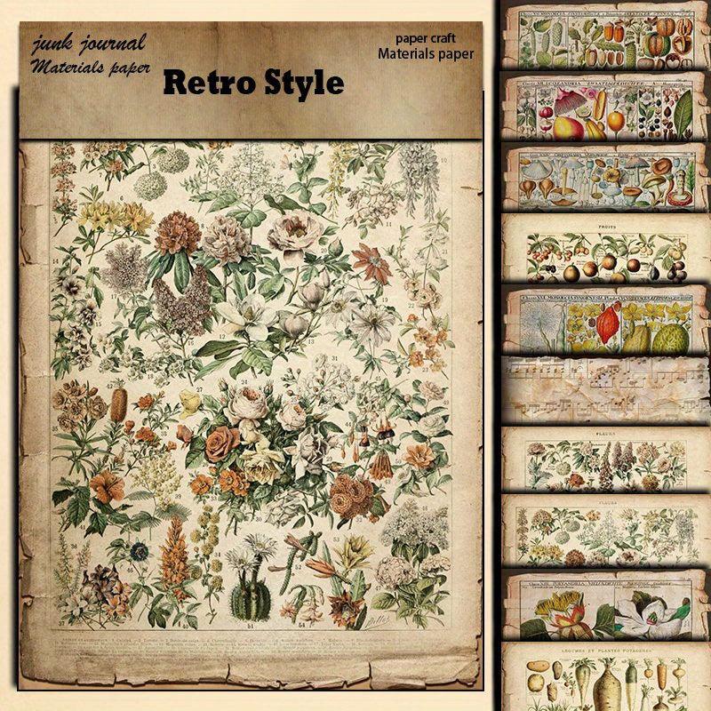 10 Sheets Plant Pages Material Paper Retro Insect Journal DIY Gift Women Adults