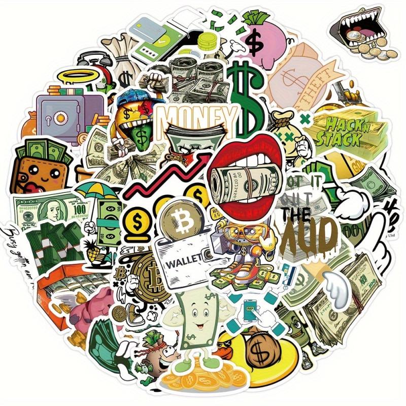 50pcs Money Stickers Planner Scrapbooks Water Bottles Dollar Signs