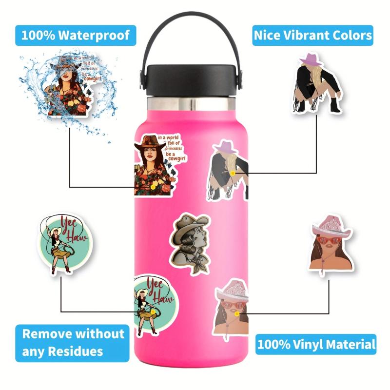 100pcs Cowgirl Stickers Pink Hat Boots Decals Scrapbook Gift