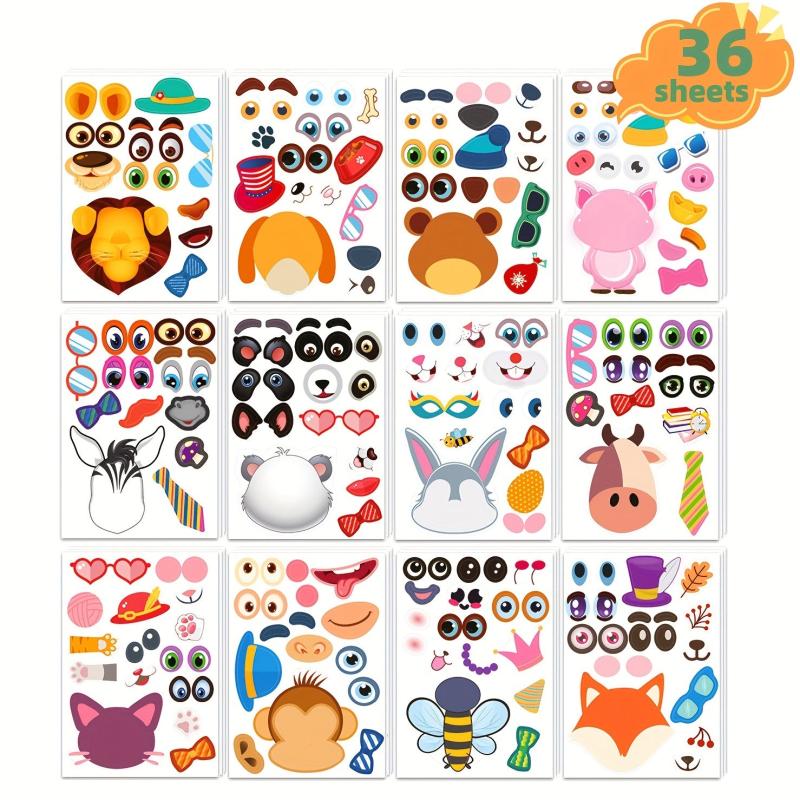 36pcs Make Your Own Animals Stickers For Kids - Party Favors