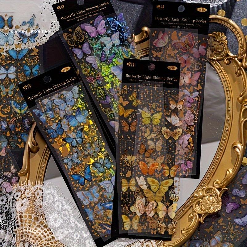 1pc PET 3D Hot Stamping Flat Sticker Butterfly