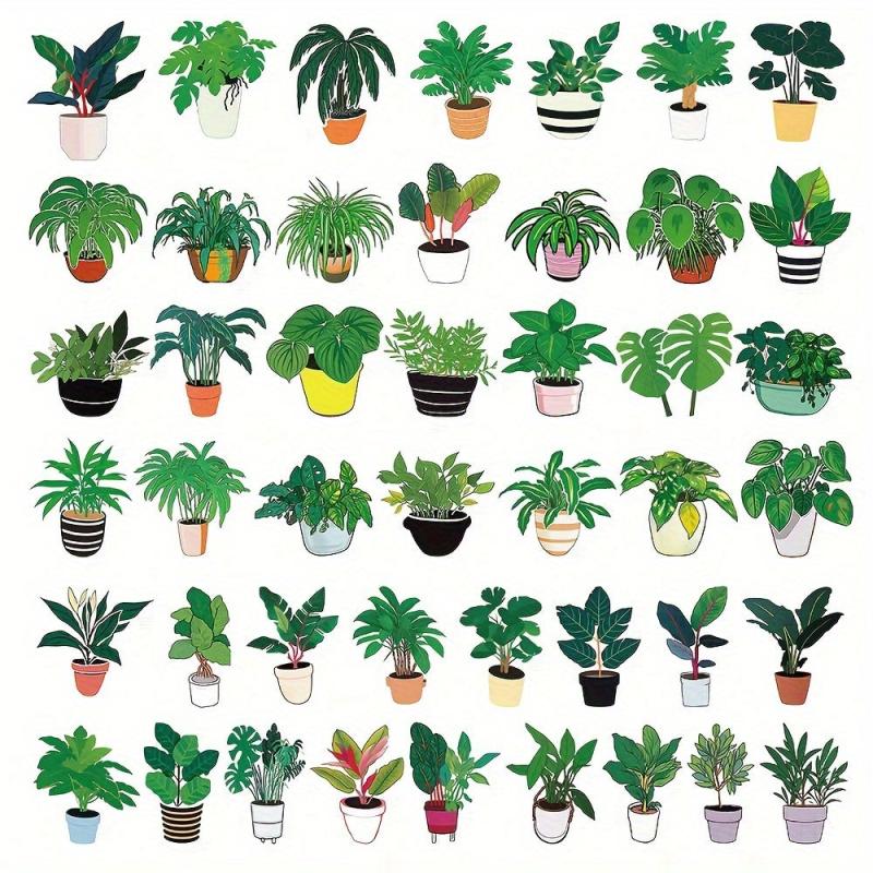 89pcs Plant Potted Stickers Mobile Laptop Decorative Waterproof Stickers