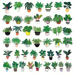 89pcs Plant Potted Stickers Mobile Laptop Decorative Waterproof Stickers