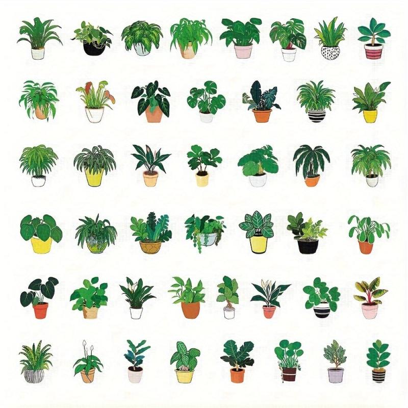 89pcs Plant Potted Stickers Mobile Laptop Decorative Waterproof Stickers