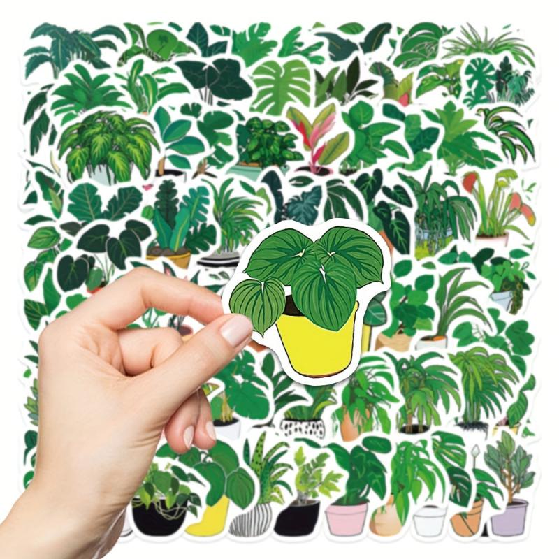 89pcs Plant Potted Stickers Mobile Laptop Decorative Waterproof Stickers