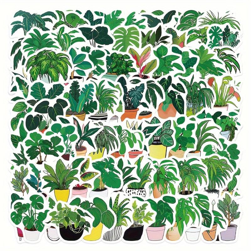 89pcs Plant Potted Stickers Mobile Laptop Decorative Waterproof Stickers