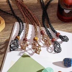 Mesh Cage Quartz Crystal Stone Necklace Rope DIY Jewelry Making Acc