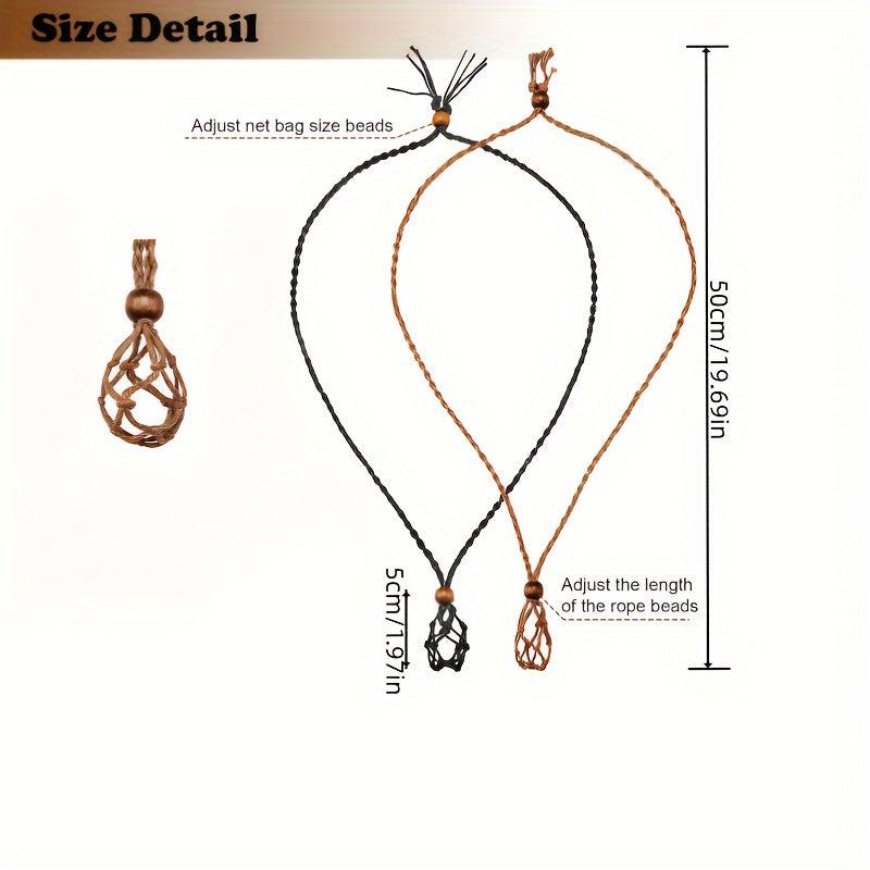 Mesh Cage Quartz Crystal Stone Necklace Rope DIY Jewelry Making Acc