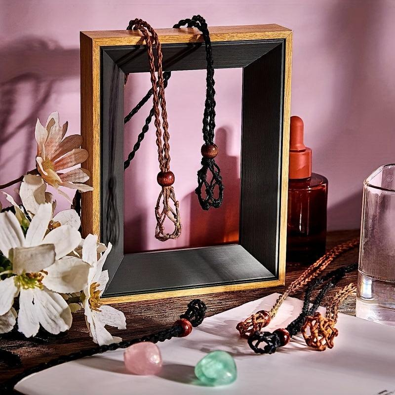 Mesh Cage Quartz Crystal Stone Necklace Rope DIY Jewelry Making Acc