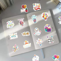 50pcs Happy Birthday Stickers Celebration Envelope Sealing Gift Wrap Decorations