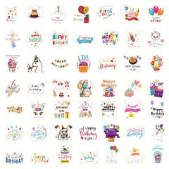 50pcs Happy Birthday Stickers Celebration Envelope Sealing Gift Wrap Decorations