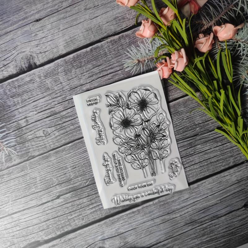 Flower Theme Stamp for DIY Hand Account Card Making