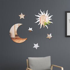 6pcs Star Moon Mirror Wall Stickers Ramadan Kareem Party Decor