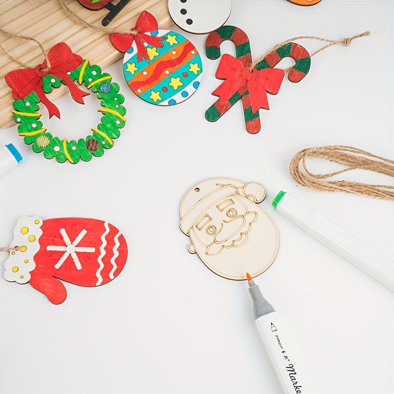 10pcs Gingerbread Men Wood Chip Blanks for DIY Hand-painted Crafts