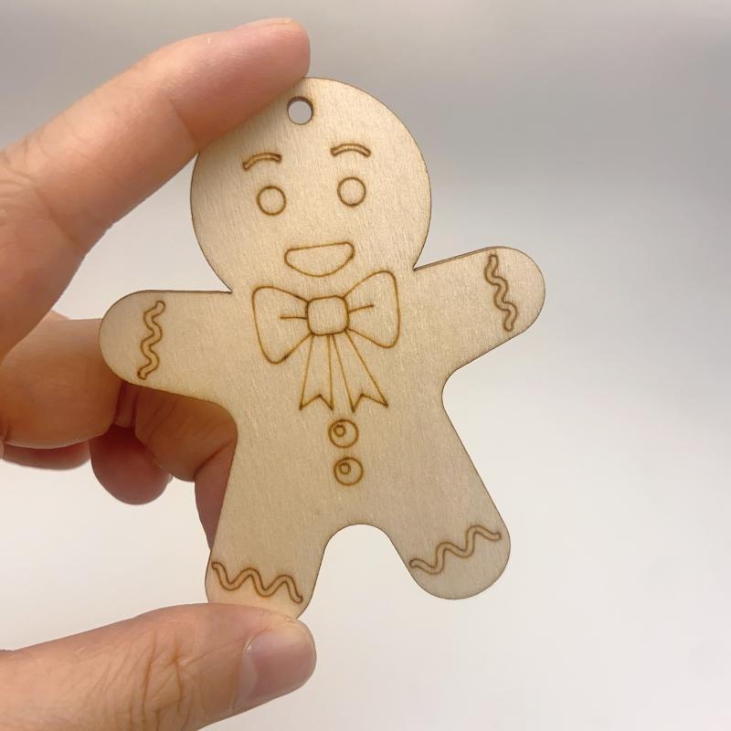 10pcs Gingerbread Men Wood Chip Blanks for DIY Hand-painted Crafts
