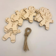 10pcs Gingerbread Men Wood Chip Blanks for DIY Hand-painted Crafts