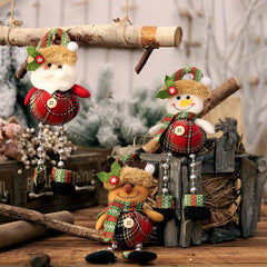 Plaid Bead Leg Pendant Doll Christmas Window Decoration