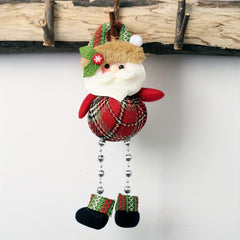 Plaid Bead Leg Pendant Doll Christmas Window Decoration