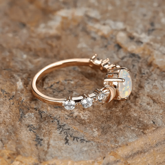 Moonstone Opal Ring Oval Cut Gemstone Hand Jewelry Engagement Ring