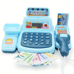 Supermarket Cash Register Toys Play House Toy with Scan Function Sound Light