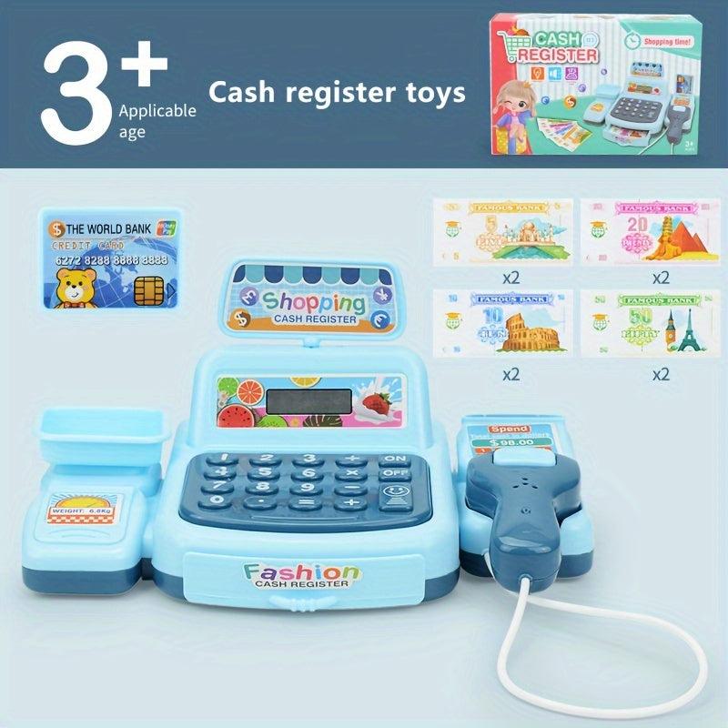 Supermarket Cash Register Toys Play House Toy with Scan Function Sound Light