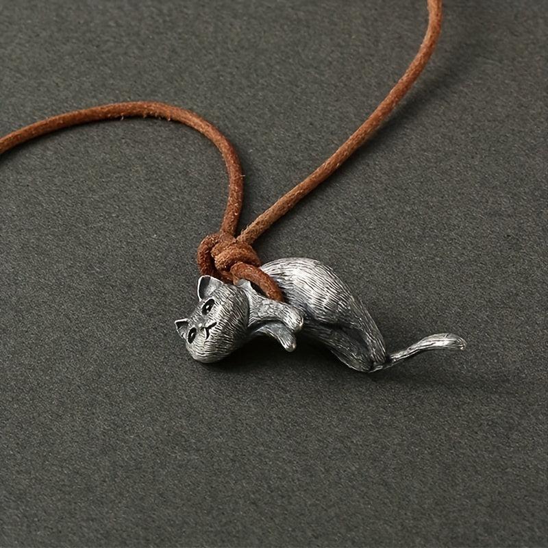 1pc 2pcs Cat Necklace Vintage Animal Copper Pendant For Lover Gift