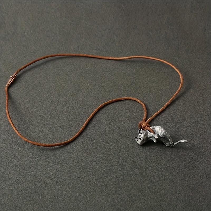 1pc 2pcs Cat Necklace Vintage Animal Copper Pendant For Lover Gift