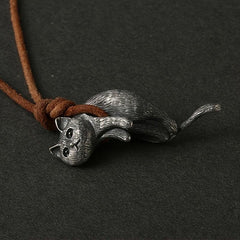 1pc 2pcs Cat Necklace Vintage Animal Copper Pendant For Lover Gift