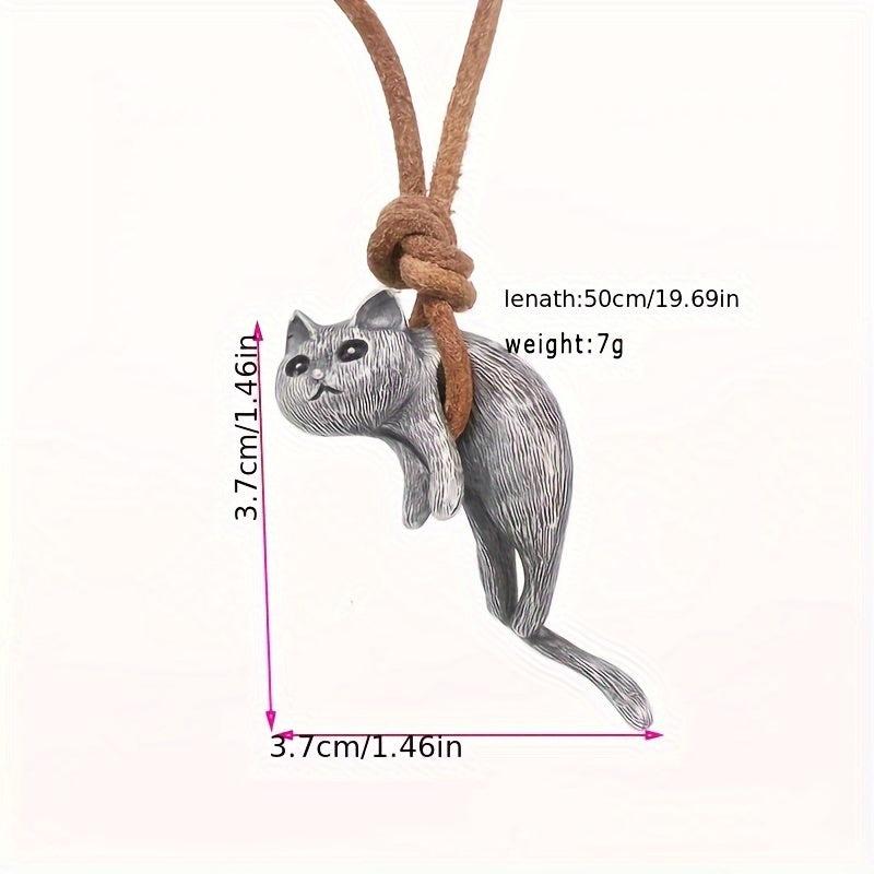1pc 2pcs Cat Necklace Vintage Animal Copper Pendant For Lover Gift