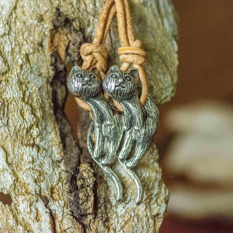 1pc 2pcs Cat Necklace Vintage Animal Copper Pendant For Lover Gift