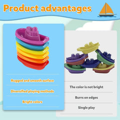 Little Boat Train Bath Toy 6 Pack - Swimming Water Bath Toys for Kids