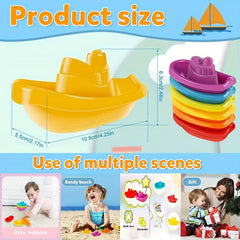 Little Boat Train Bath Toy 6 Pack - Swimming Water Bath Toys for Kids