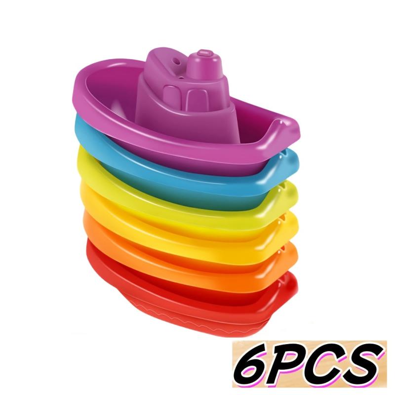 Little Boat Train Bath Toy 6 Pack - Swimming Water Bath Toys for Kids